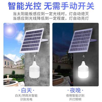 能太阳能灯室外外露庭院LED太阳球泡三色变光太阳能三营户摆摊球