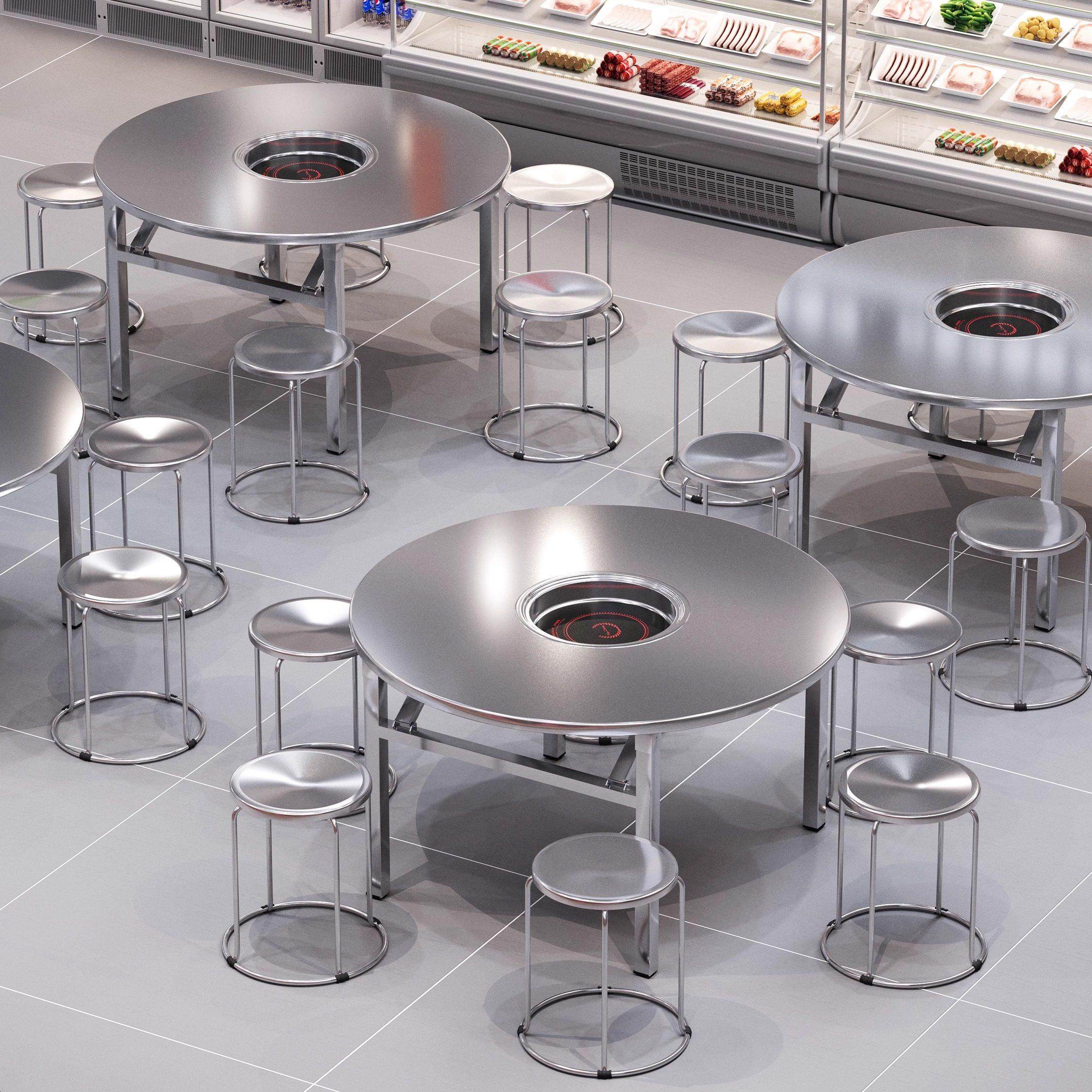 烧烤桌子商用地摊电磁炉烤肉桌不锈钢火锅桌子大排档桌椅折叠圆桌,商业/办公家具,烤肉桌,淘宝优惠券,粉丝福利购,淘宝优惠卷