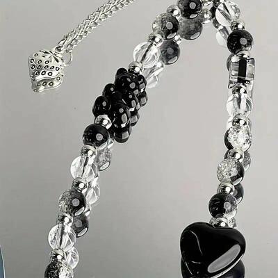 Black Strawberry Bear Love Phone Chain Charm Wrist Strap Key