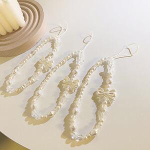 气质蝴蝶结手机链串珠吊坠配饰通用手机壳耳机套挂件手机挂绳防丢