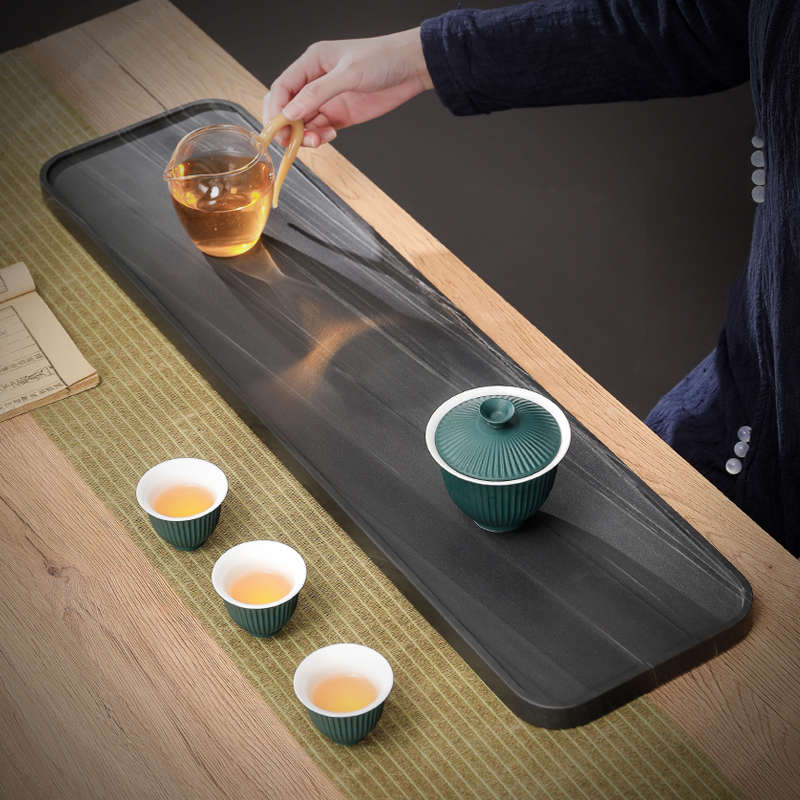 乌金石茶盘家用长方形干泡茶台定 制尺寸陶瓷功夫茶具托盘 干泡盘