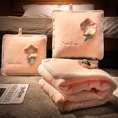 花朵抱枕被子两用二合一折叠靠枕毯子办公室午睡枕头车载汽车毛毯