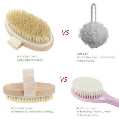 PIXNOR Wooden Bath Shower Bristle Brush SPA Body Brush