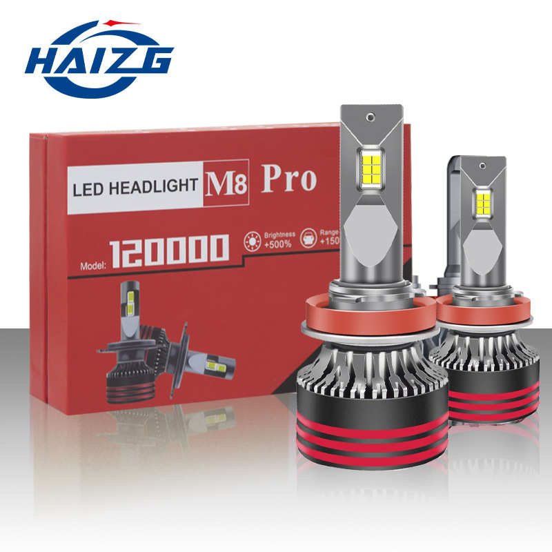 HAIZG 跨境汽车led大灯M8 pro高亮聚光改装前照灯H7 H4远近光一体