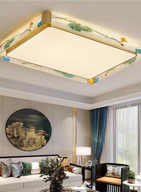 式全铜奢新中吸顶灯厅长方形客厅灯轻大气珐琅彩禅意44122餐卧室