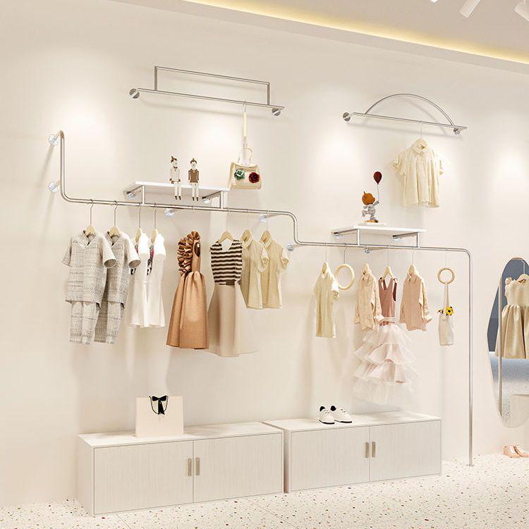 童装店展示架上墙组合不锈钢货架服装店儿童衣服陈列架女装挂衣架