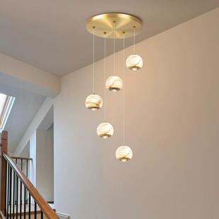 简约轻奢西班天然云石餐厅吊灯创意高级感饭桌吧台3头楼梯垂线灯