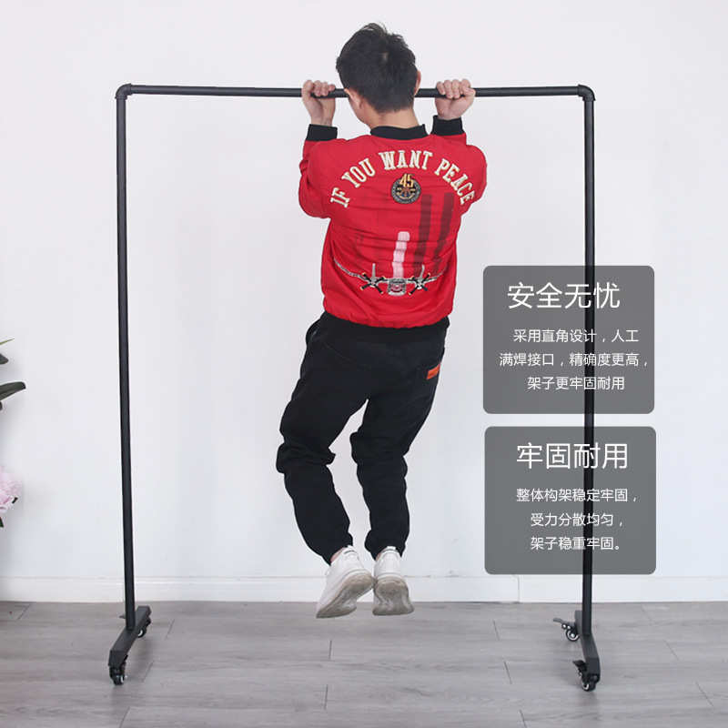 新款单杠挂衣架简约落地展示架服装店衣架可移动服装架衣服架