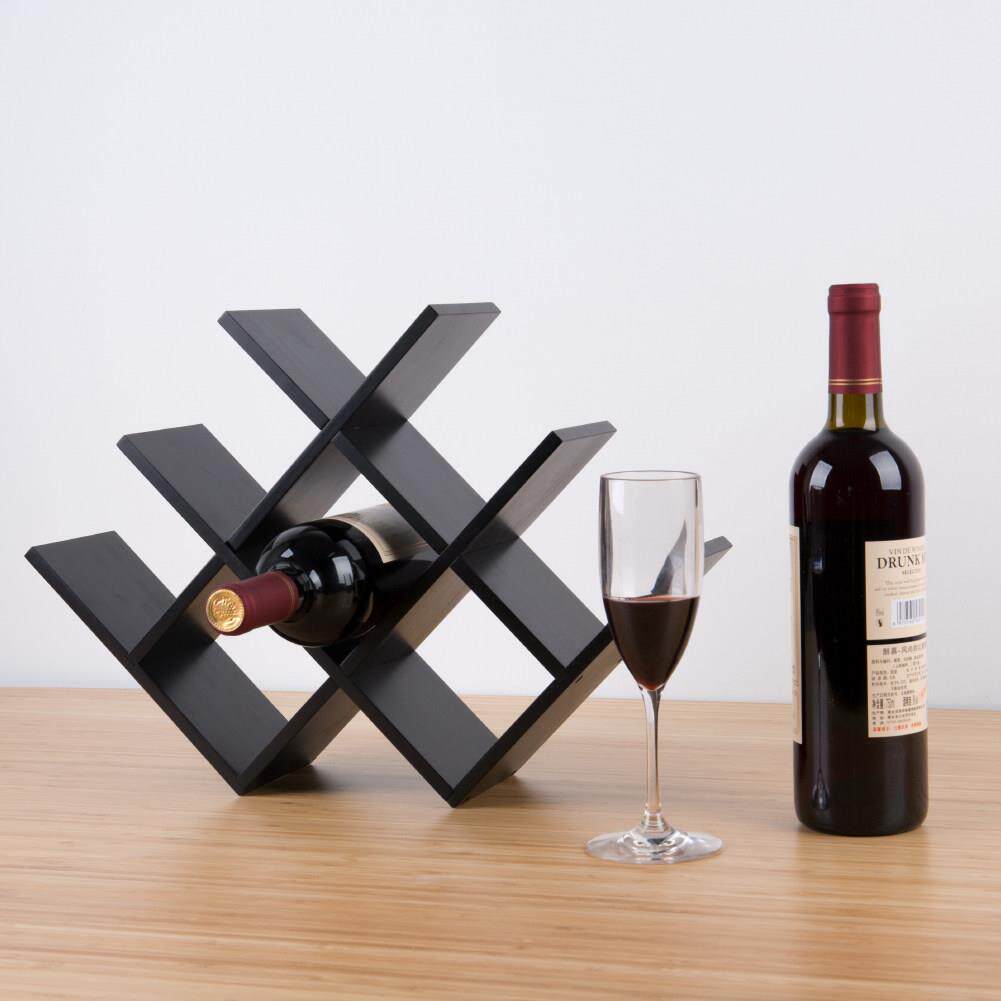 酒格子W型酒架置物架楠竹实材红酒架酒柜简约交叉架家用竹制展示