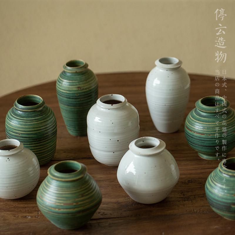 侘寂风粗陶花瓶景德镇手工陶罐复古陶瓷花器中式禅意插花日式摆件