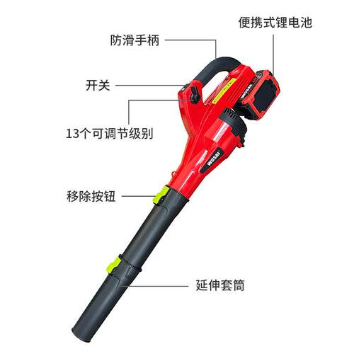 WOSAI 40v无刷空气电动鼓风机除雪机无绳鼓风机
