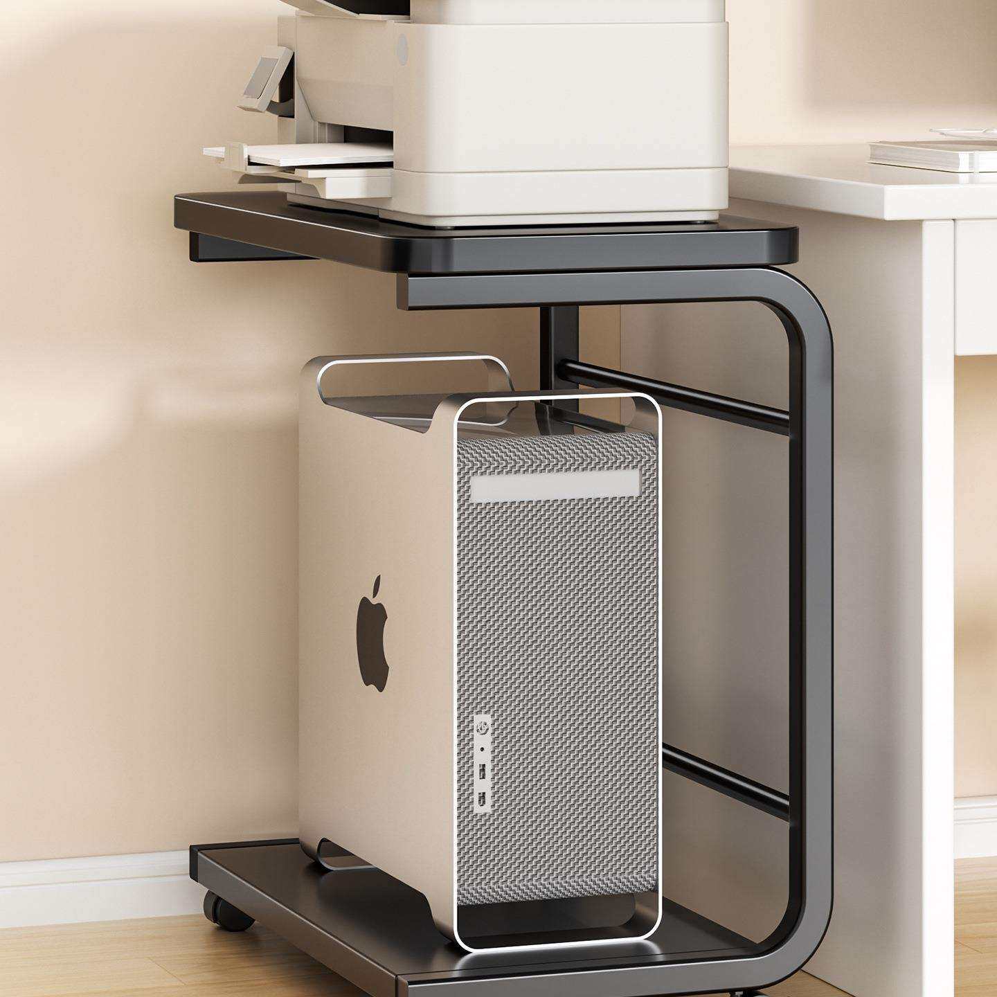 电脑主机托架双层带轮可移动机箱底座架桌下落地家用小推车置物架