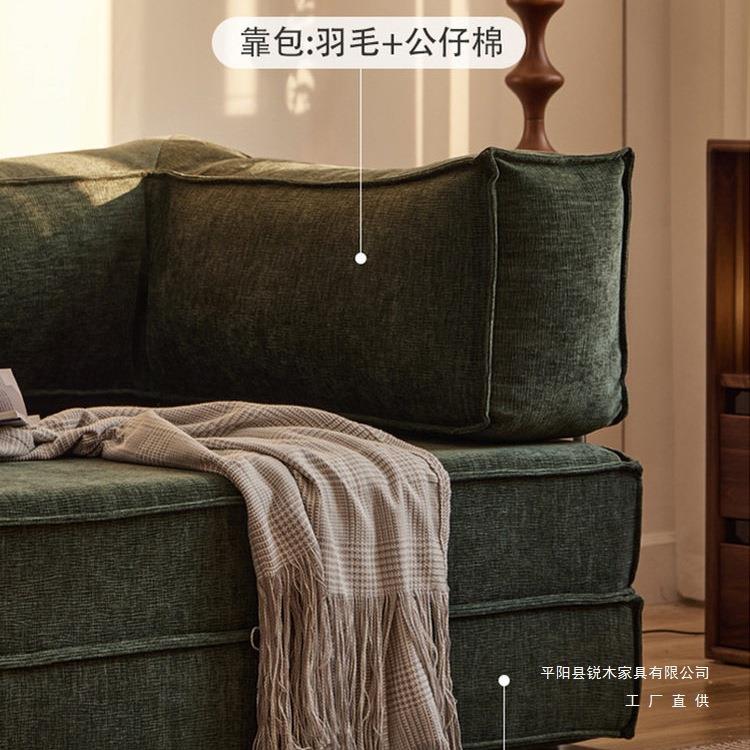布丁沙发中古风布艺沙发客厅直排美式双三人折叠两用沙发床小户型