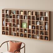 定制实木格子架墙上置物架壁挂收纳柜茶壶茶杯展示架多宝阁博古架