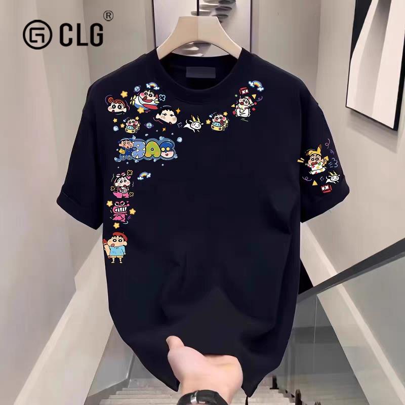 香港CLG潮牌260g重磅精梳棉短袖t恤百搭宽松创意圆领学生小众上衣