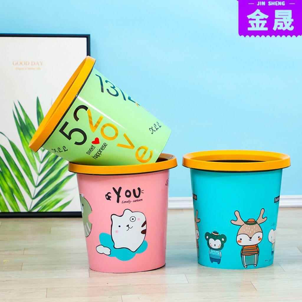 垃圾桶家用厨房大号压圈卡通印花垃圾桶地摊五元店垃圾篓厂家