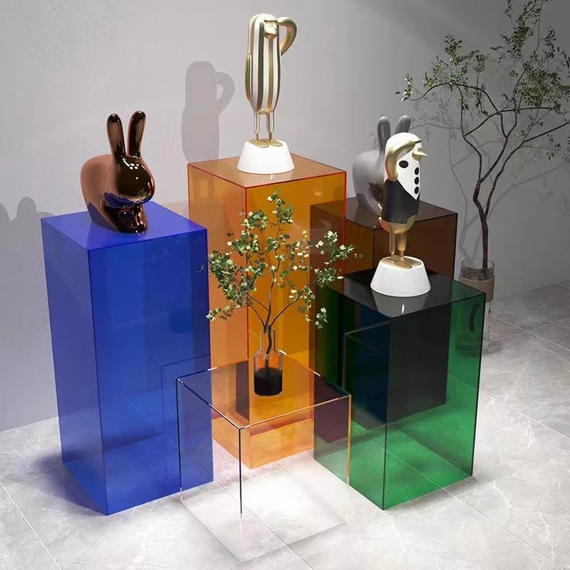 亚克力展示台服装店透明陈列架创意流水中岛台商场橱窗落地展示桌图片