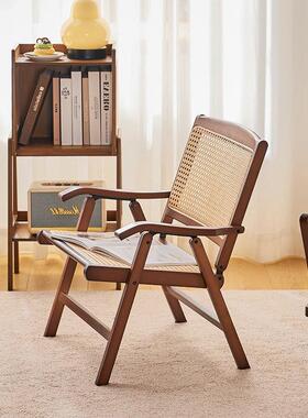 可折叠藤编椅23524子藤家用阳外台休闲靠椅办公室午休躺椅户便背