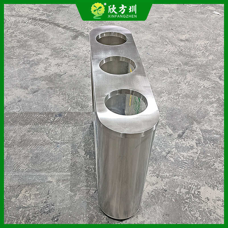 室内环卫贸易商场地铁站机场商用金属不锈钢三分类垃圾桶工厂定制