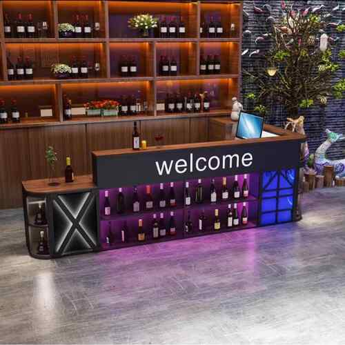 工业风收银台店铺餐厅前台接待台多功能酒吧台挂吊柜酒架复古壁挂