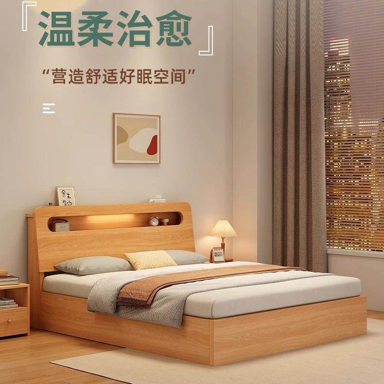 新款主卧床家用.米现代简约出租房专用.米储物床双人床单人床