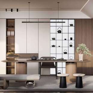 新中式白蜡木茶桌组合办公室茶室实木茶台简约现代泡茶桌家用茶几