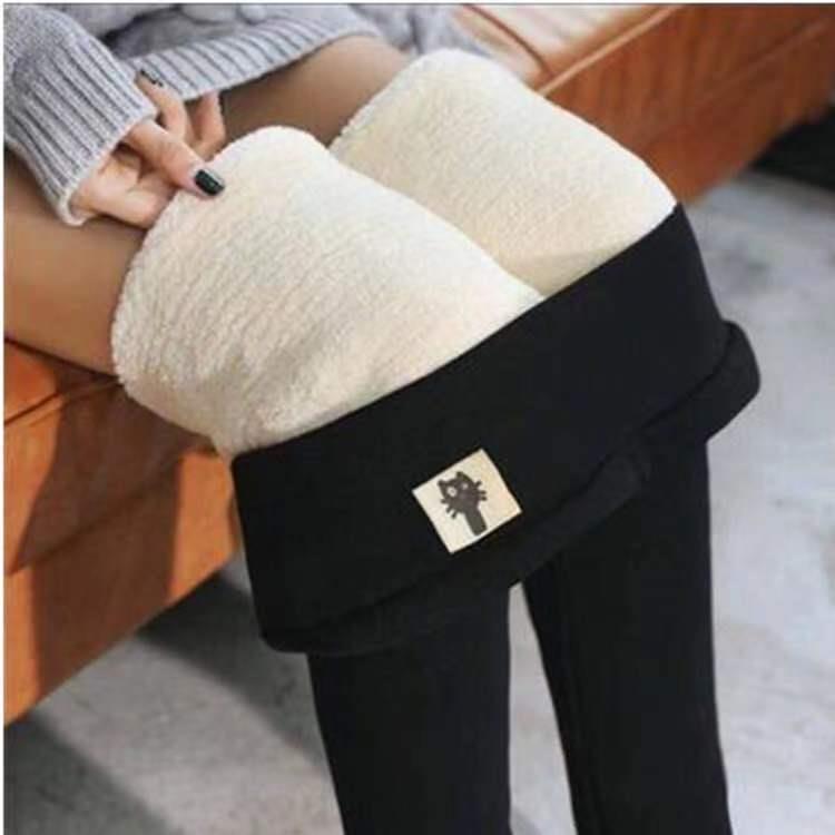 leggings and warm thickened lambskin high tights kitten