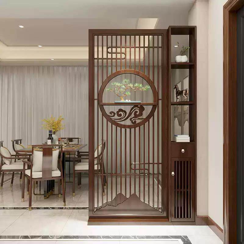 全新中国风实木屏风客厅餐厅隔断柜入口到门入口阻断切割吉祥云存