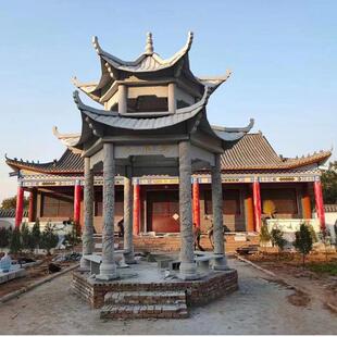 复古六角石亭子青石仿古石雕凉亭户外石雕长廊摆件户外休闲庭院