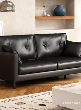 皮布公寓沙发待小户出租房服店院休KIS息区接型双人黑色小沙装发