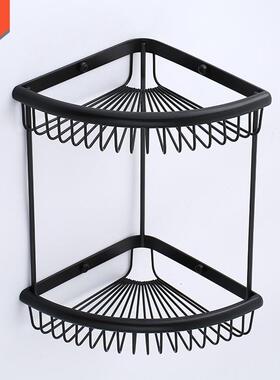 专业生产全铜黑色置物架浴室全铜篮双层复古转角架562-OB