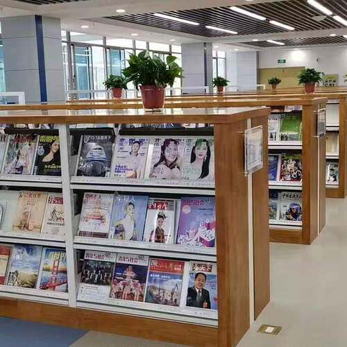 源头厂家定制期刊架木护板钢制书架杂志落地柜资料学校图书馆书架