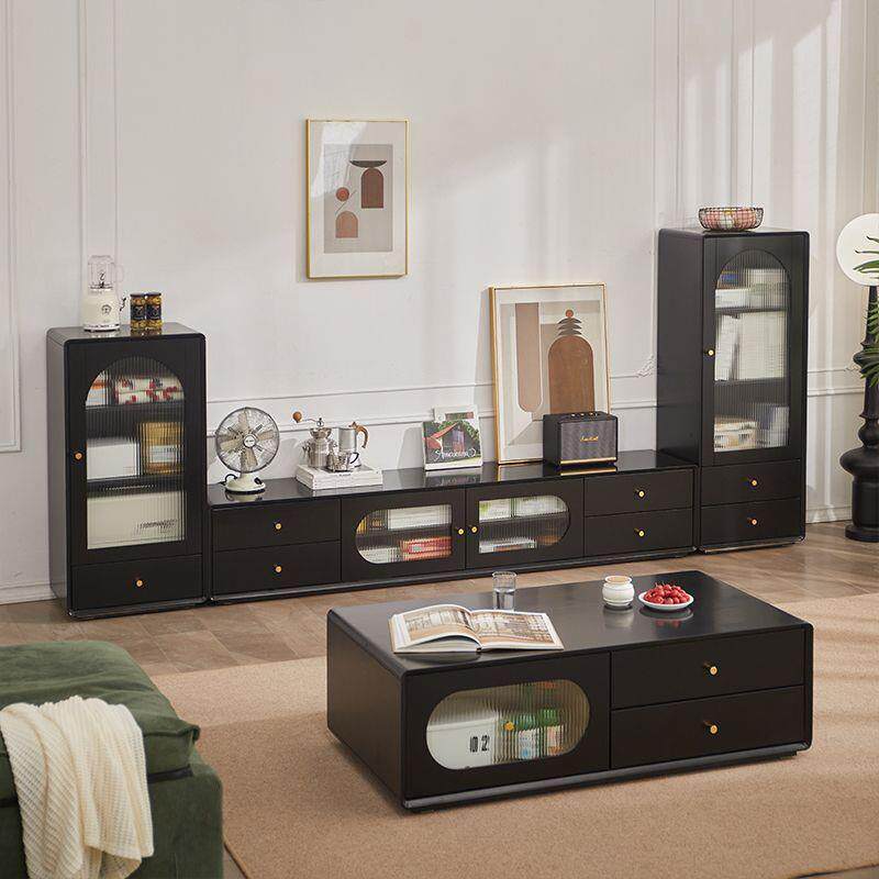 美式轻奢储物落地柜电视柜客厅茶几电视柜组合实木卧室