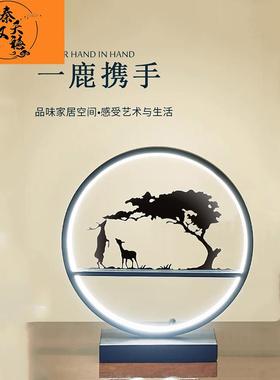 秦汉天禧新人结婚礼物一鹿相伴创意摆件家居婚房浪漫布置灯装饰品