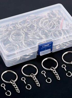 50/100PCS DIY Silver Metal Plated Blank Keyring Keychain Spl