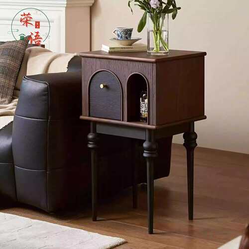 美式实木客厅家用小户型沙发边几电视柜装饰柜角几小储物柜置物架