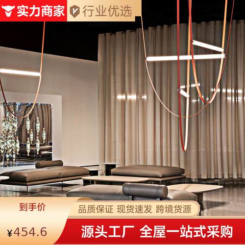 新款直销皮带吊灯餐厅吧台别墅loft复式楼梯间简约极简客厅灯设计