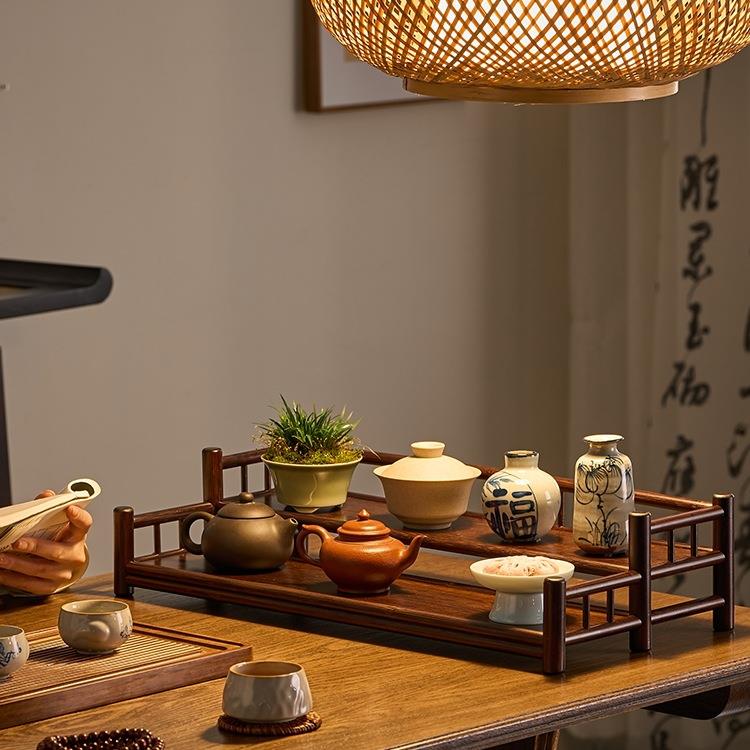 茶杯架子中式小型博古架茶具茶壶茶桌桌面摆件复古置物架展示架