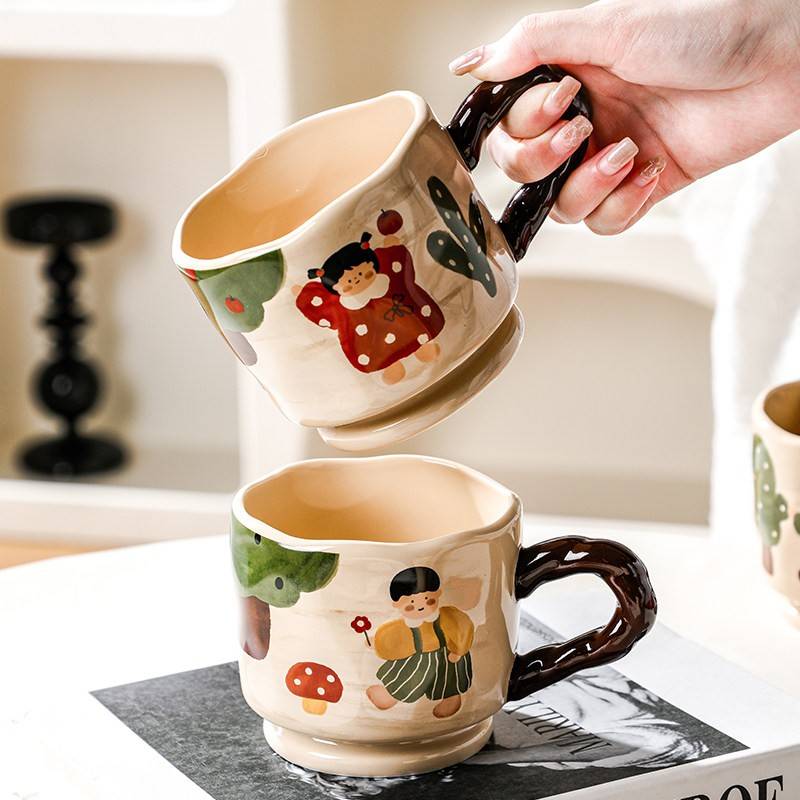 大容量马克杯可爱家用陶瓷杯子办公室女生精致好看的咖啡杯情侣杯