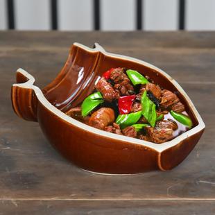 特色餐具陶瓷中式半坛菜盘子个性半瓦罐餐具农家乐餐具农家菜碗