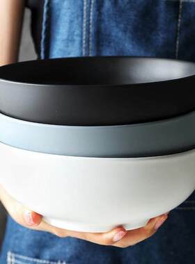 20cm ceramic black soup bowl large Japanese salad bowl