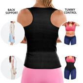 直销新款 亚马逊女士运动紧身托胸健身衣暴汗背心收腰塑身衣宫廷收