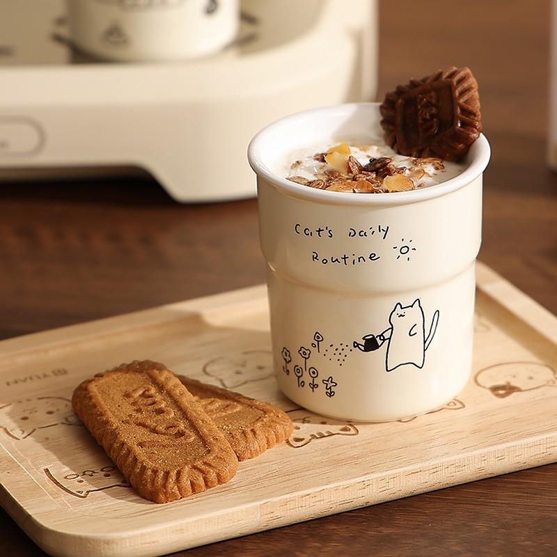 陶瓷手握杯精致咖啡杯拿铁杯子高级感小众ins风马克杯情侣款一对