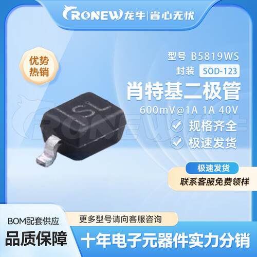 晶导 肖特基二极管 B5819WS 丝印SL 1A 40V SOD323 长期现货供应