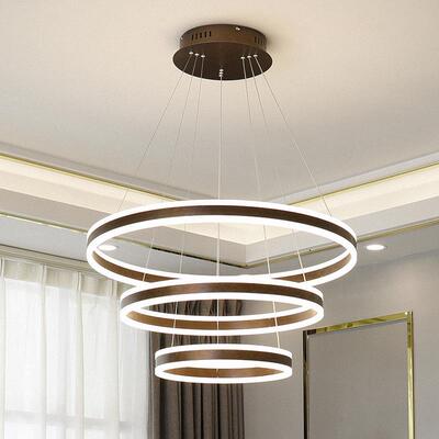 现代铝材圈圈灯调光Chandelier圆形吊灯酒店别墅客厅餐厅LED吊灯