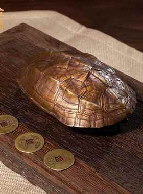 铜金岁月金钱龟壳黄铜摆件铜钱龟甲文玩手把玩件龟壳随身把玩饰品