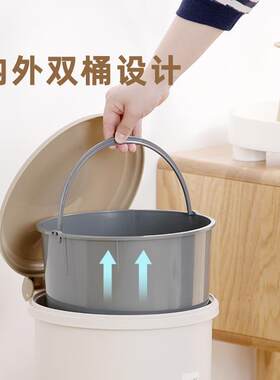 【茶花】卫生桶时尚创意脚踏开盖家用客厅厨房有内桶垃圾桶1501