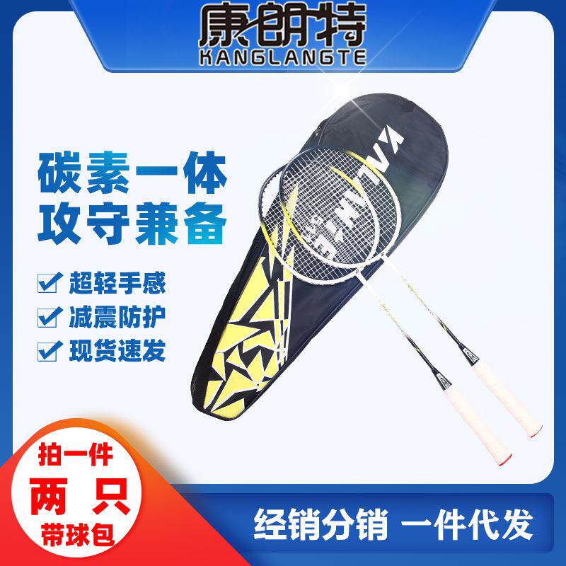 碳素羽毛球拍双拍初学超轻成人训练双拍专业羽毛球拍两只装