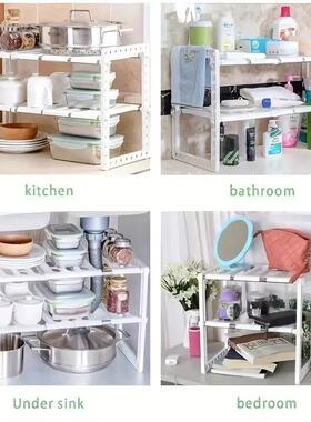 Cabinet Organizer Shelves, Stackable Kitchen Counter Shelves