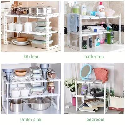 Cabinet Organizer Shelves, Stackable Kitchen Counter Shelves